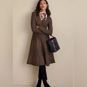 Soft Surroundings Aida Surplice Houndstooth Sweater Dress
